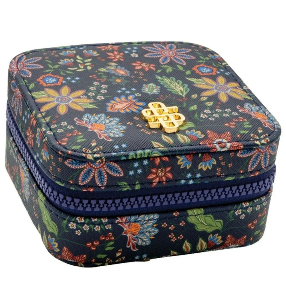 Simply Southern Navy Floral Jewelry Organizer Travel Case Zipper Closure‎ NWT
